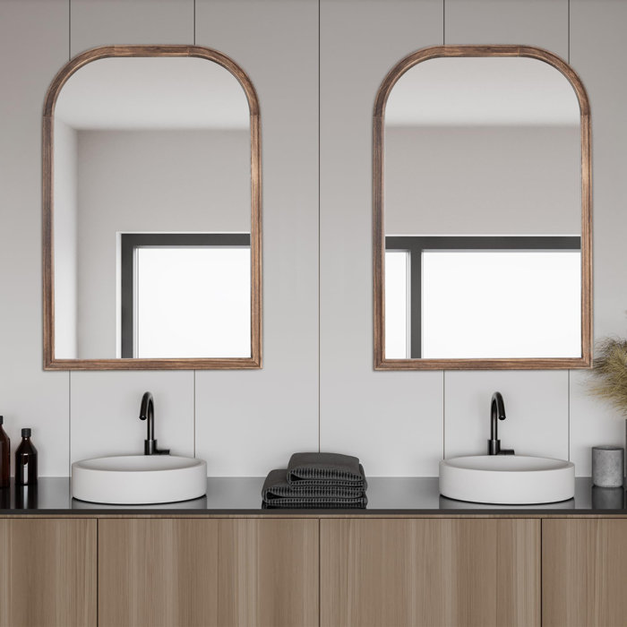 Gracie Oaks Alexssa Solid Wood Arch Wall Mirror Wayfair